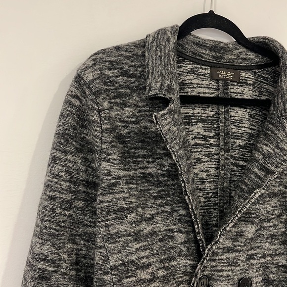 ZARA Man Sport MODA Gray Wool Double Breasted Pea coat Coat size L fits Medium - Picture 6 of 16